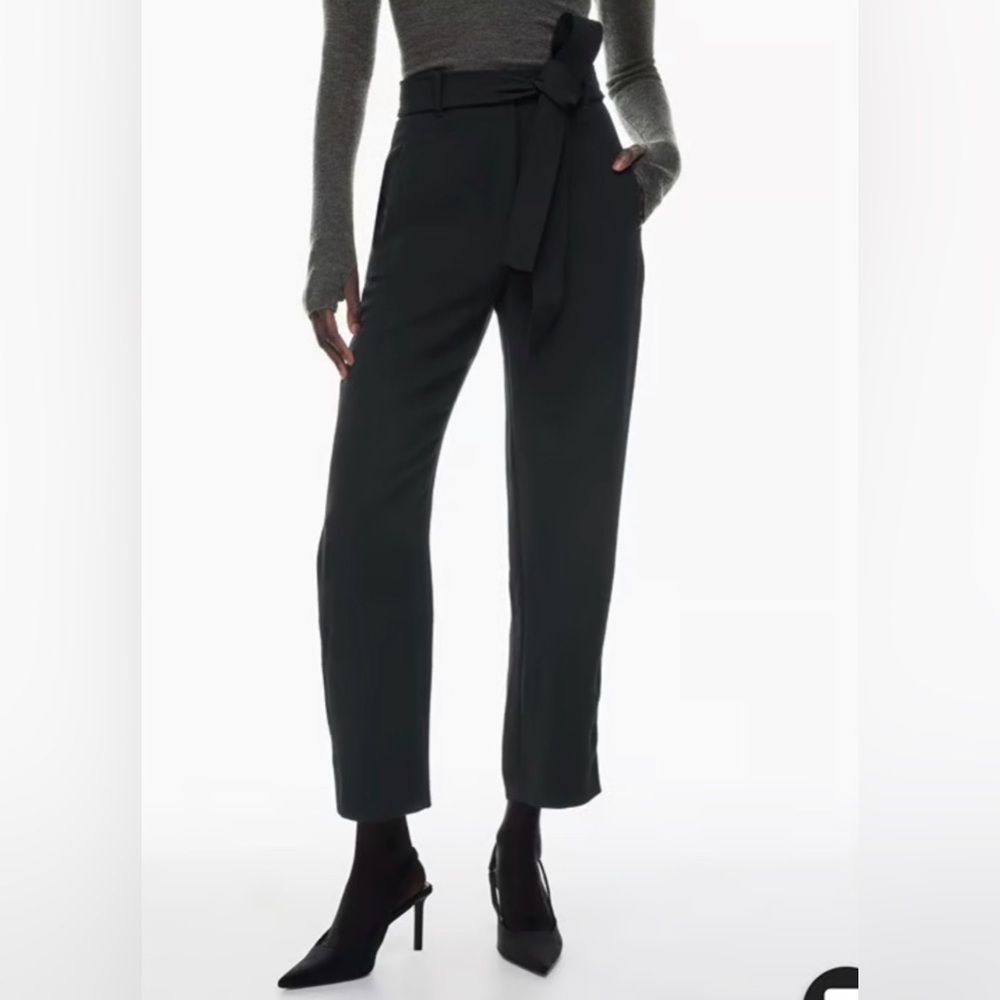 Aritzia Wilfred Tie Front Pant Japanese Black Belted Trousers Size 4